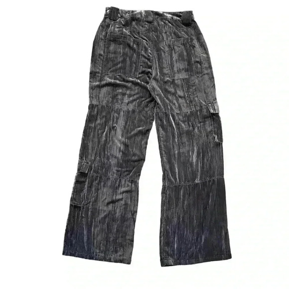 Charcoal Krinkle Velvet Catgo Pants for Women - Picture 2 of 11